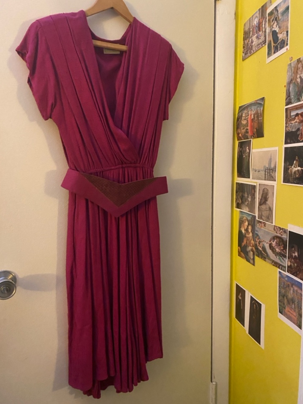 Vintage Carol Anderson 1970s Fuchsia Wrap Dress